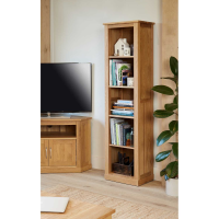 Solid Light Oak Modern Tall Narrow Slim Alcove Bookcase 4 Shelves