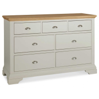 Hampstead Modern Style Soft Grey And Pale Oak 3 Over 4 Bedroom Chest Of Drawers 90 x 138cm