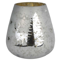 The Noel Collection White Forest Scene Medium Candle Holder