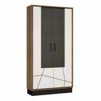 Retro Walnut Black And White Living Room Display Cabinet With Metal Handles 196x106.9cm