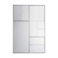 Modern Large Multiwindow Rectangular Wall Mirror Silver Finish 122 x 81cm