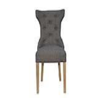 Winged Button Back Chair With Metal Ring Dark Grey