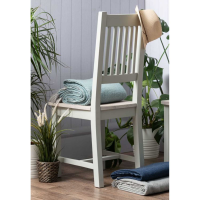 Grey Painted Kitchen Dining Chair Slatted Back Chalked Oak Seat 100x46cm