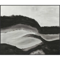 Abstract Black and White Rolling Hills Glass Image in Black Frame Wall Art 100x120x3cm
