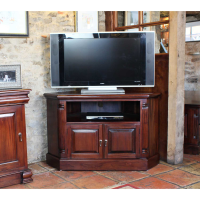 Mahogany Corner TV Cabinet Media Cupboard in Traditional Dark Wood Finish