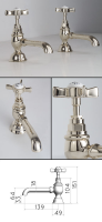 Nickel Classic Bath Pillar Taps &#40;49EE&#41;