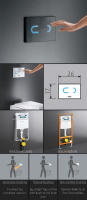 Automatic Sensor Concealed Toilet Cistern &#40;44JJ&#41;; Choice: Black Glass 