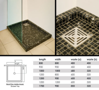 Black Marble Mosaic Stone Shower Tray &#40;60X&#41;; Choice: 800 x 800mm &#45; &#163;1080&#46;00