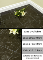 Nero Marquina Marble Flooring Tiles &#40;96C&#41;; Choice: 305 x 305mm &#45; 0&#46;93m2 box &#61; &#163;81