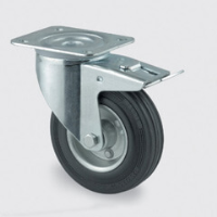 160mm Swivel Plate Castor with Rubber Wheel & Brake