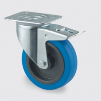125mm Swivel Plate Castor with Blue Wheel & Brake