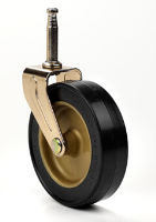 75mm Gripneck Peg Castor – Brass Finish – Gold Wheel