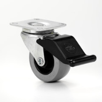 50mm F Plate Castor with Soft Wheel & Brake