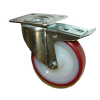 200mm Swivel Plate Castor with Polyurethane Wheel & Brake