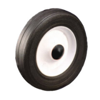 200mm White Plastic – Black Rubber Wheel