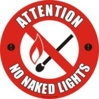 No Naked Lights Sign - Red