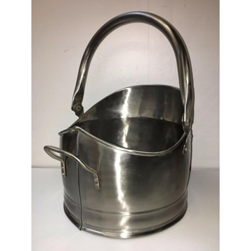 Silver Pewter Brushed Steel MANOR CLANDON Coal Fire Log Burner Helmet Bucket Hod