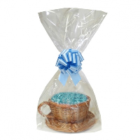 Gift Basket Kit - WICKER CUP & SAUCER / BLUE ACCESSORIES
