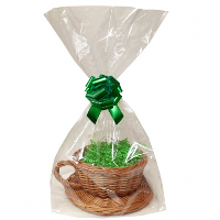Gift Basket Kit - WICKER CUP & SAUCER / GREEN ACCESSORIES
