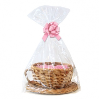 Gift Basket Kit - (Medium) WICKER CUP & SAUCER / PINK ACCESSORIES