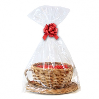 Gift Basket Kit - (Medium) WICKER CUP & SAUCER / RED ACCESSORIES