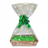 Complete Gift Basket Kit - (32x21x7cm) STEAMED WICKER TRAY / GREEN ACCESSORIES