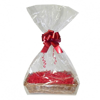 Complete Gift Basket Kit - (47x36x9cm) STEAMED WICKER TRAY / RED ACCESSORIES