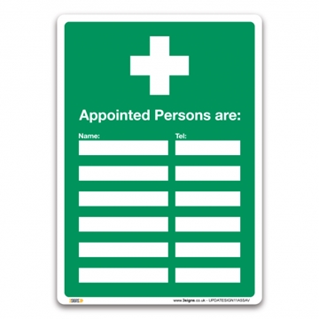 First aiders are sign, Health and Safety Signs - A4 - 297mm x 210mm, 1mm Rigid Plastic