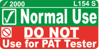 L154 S Normal Use, Do Not Use for PAT Tester Label (100)