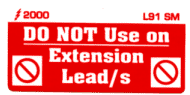 L091 SM - Do Not use on Extension Leads