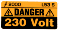 L053 S - Danger 230v Label (Small)