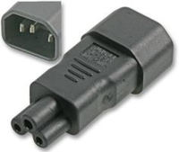 C14 IEC Plug to C5 Cloverleaf Socket Adaptor