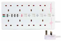 8 GANG EXT LEAD + USB/RJ11/RJ45 Surge Protected Socket