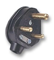 230v 5a Black Rubber Plug - Round Pins