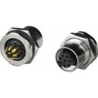 M12 8-Pin Waterproof Circular Connector, Female, Panel Side