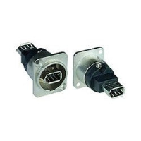 FireWire 1394 D-Series Panel Mount Feedthrough Connector, Female 6-pin to Female 6-pin