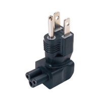 NEMA 5-15P Male to IEC 320 C13 Female Power Plug Adapter, Down Angled