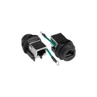 CAT5e Waterproof Case Side RJ45 Connector with Shielded Jack, Grounding Wire, and 13/16 in. - 28 UN threading