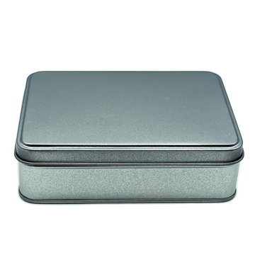 Large Silver Rectangular Tin with Either a Solid or Window Stepped Slip or Hinged Lid