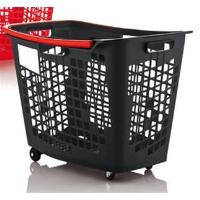 Trolley Shopping Basket Black With Red Handle 55 Litre 10-Pack For Supermarkets