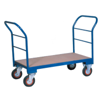 Warehouse Trolley Twin-Handled With Wooden Base For The Retail Industry