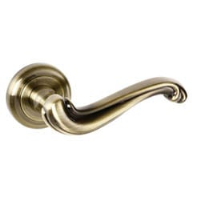 Colchester Lever Door Handle with a Radius Edge Rose - Antique Brass Finish