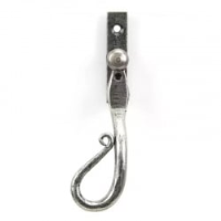 Blacksmith Pewter Patina Lockable Espagnolette Shepherd's Crook Fastener with Slim Fixing Plate