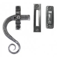 Blacksmith Pewter Patina Curved Lockable Monkeytail Casement Fastener