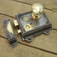 Regency Cast Iron and Brass Rim Latch Set