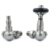 Amberley Thermostatic Radiator Valves - Satin Nickel Corner TRV