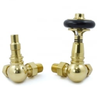 Amberley Thermostatic Radiator Valves - Polished Brass Corner TRV