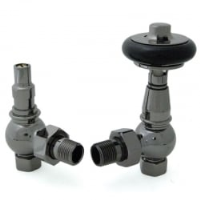 Amberley Thermostatic Radiator Valves - Black Nickel Angled TRV