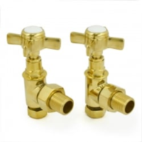 Westminster Crosshead Manual Angled Radiator Valves - Unlacquered Brass