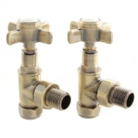 Westminster Crosshead Manual Angled Radiator Valves - Antique Brass